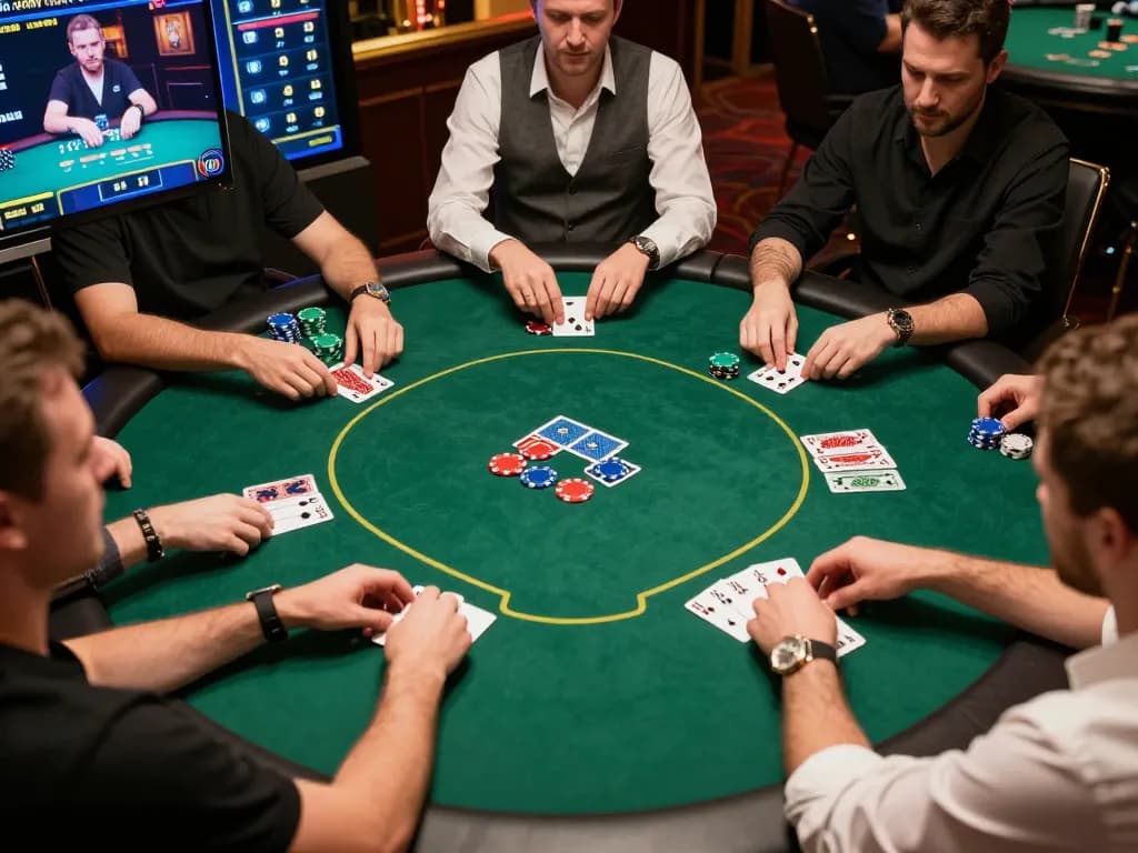 Players engage in strategic poker gameplay at xo88, showcasing chips, cards, and an interactive gaming interface.