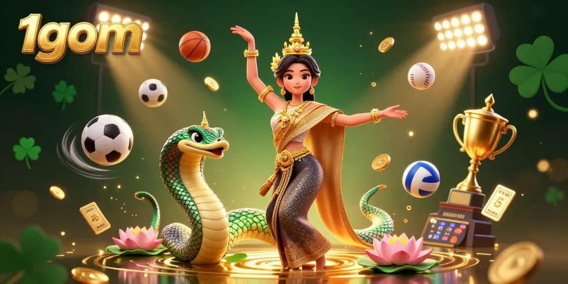 Experience winning strategies with 1gom in this vibrant 3D illustration showing sports betting excitement.
