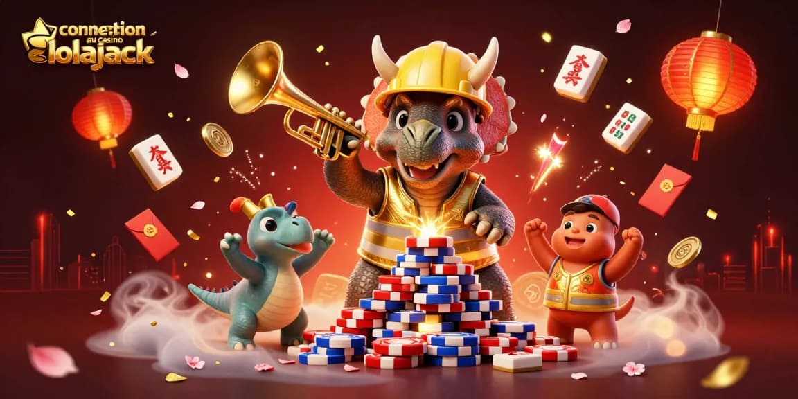 Jouez avec enthousiasme à la connexion au casino lolajack, entouré de jeux et d'amusement festif.