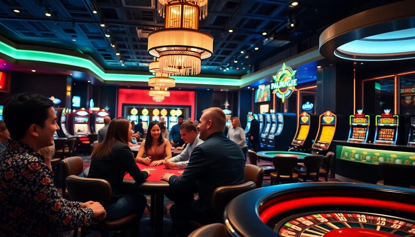 Players enjoying a lively atmosphere at a non gamstop casino poker table.