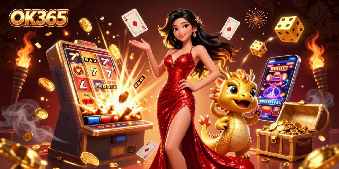 Engage in exciting games at OK365 with stunning visuals and vibrant casino elements.