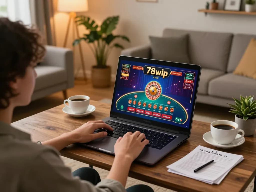 Engaging in live casino games at 678vip on a cozy laptop setup with strategic notes.