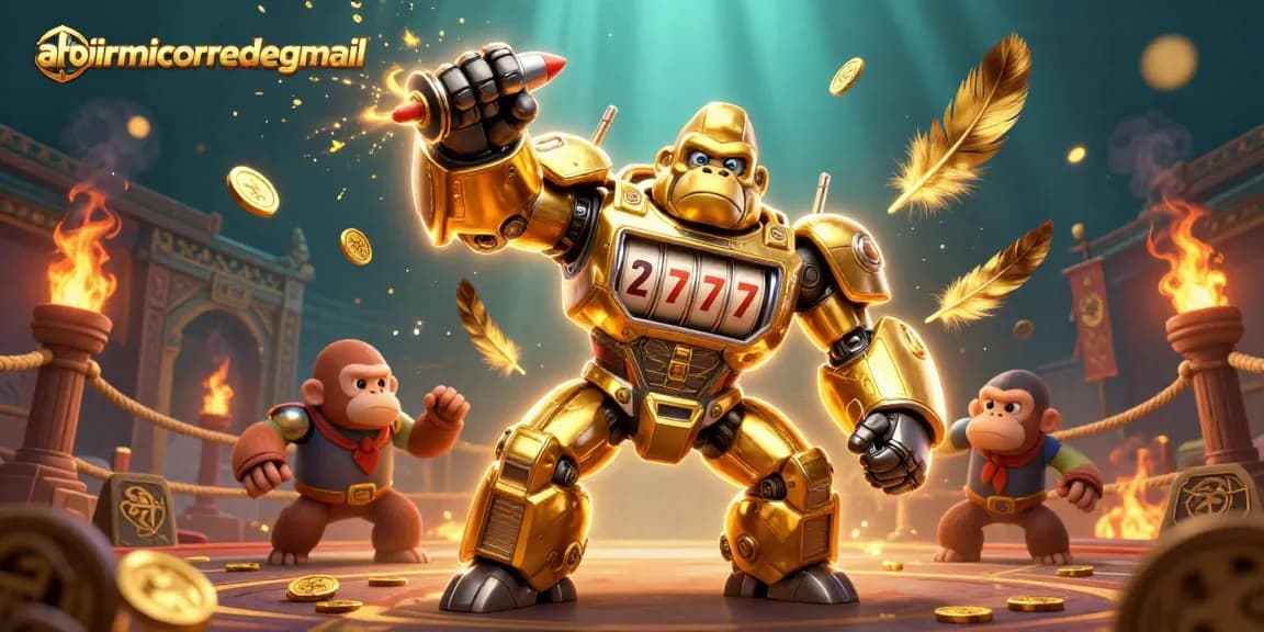 Experience the excitement of gambling with abrirmicorreodegmail's 3D transformer gorilla mech in a vibrant casino scene.