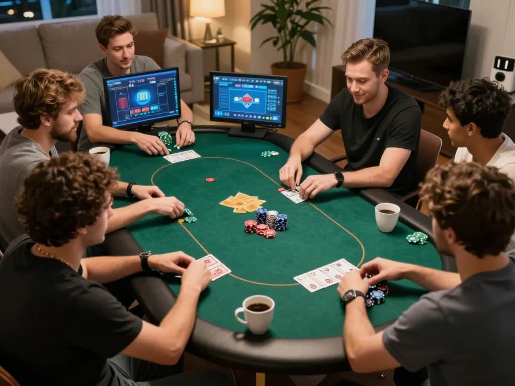 Players engage in strategic online poker at nhà cái vipwin, immersed in competitive gameplay and friendly atmosphere.