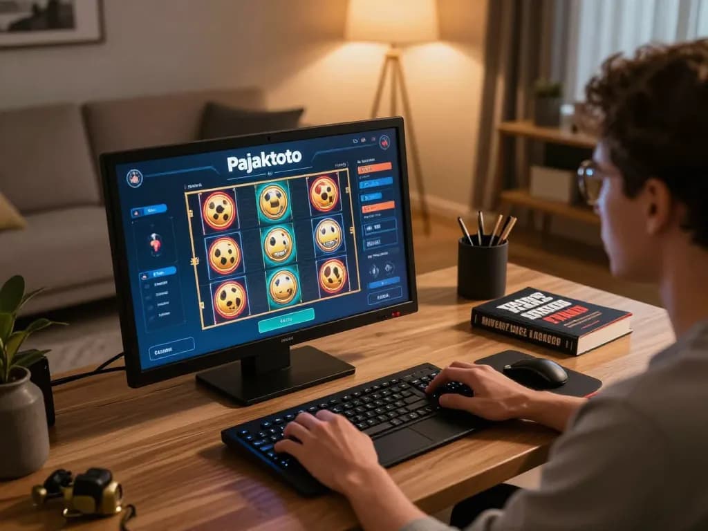 Engaging in pajaktoto slot gameplay on a stylish tablet in a cozy home setting