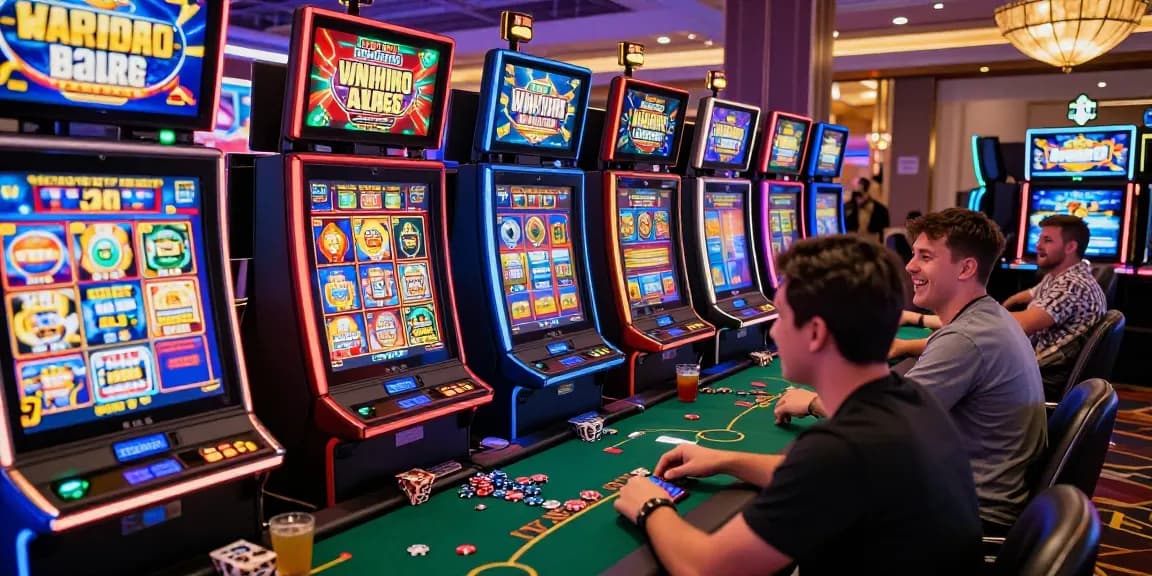 Players enjoying thrilling slot 5k machines in a lively casino atmosphere.