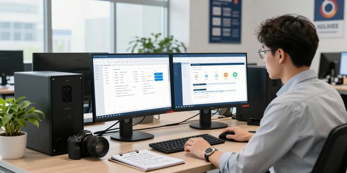 Verify PDFs and detect fraud in PDF files with advanced AI in a modern office workspace.