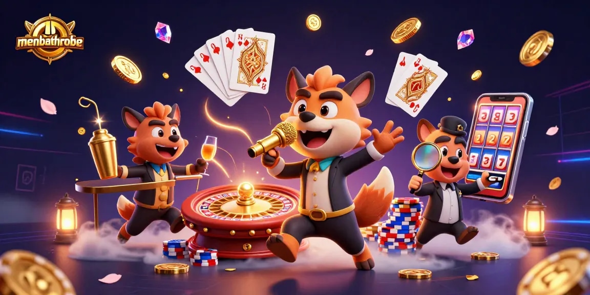 Permainan menbathrobe di kasino dengan karakter hyena yang menghibur dan elemen slot yang menarik.