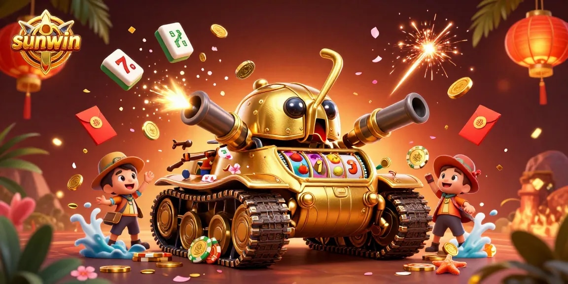 Engage with sunwin's exciting slots in a vibrant, ultra-detailed 3D casino scene full of energy.