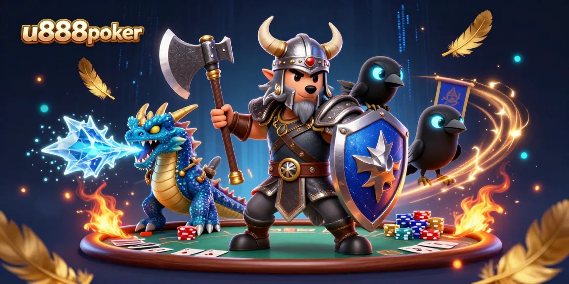 Engage in thrilling poker strategies with u888poker's imaginative 3D scene showcasing dynamic characters.