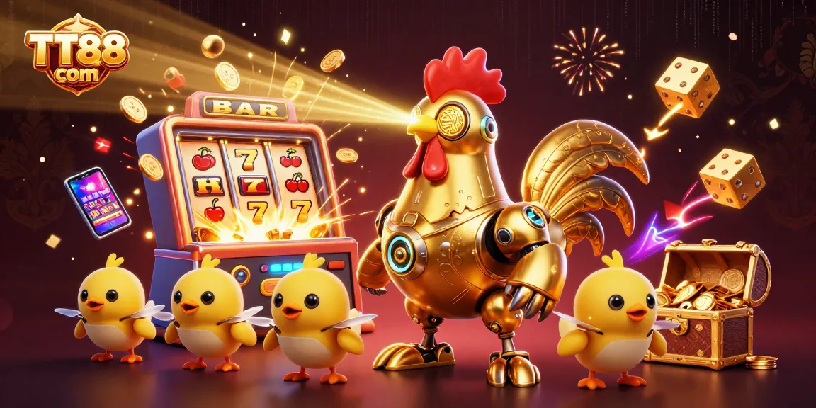 Engage with exciting gaming experiences at TT88 com - a dynamic casino scene featuring jackpot elements and golden treasures.
