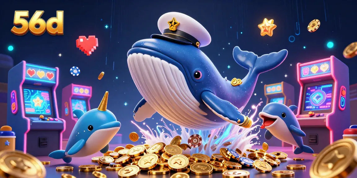 Engage in thrilling gameplay at 56d with a cartoon whale, dolphin, and immersive casino elements.
