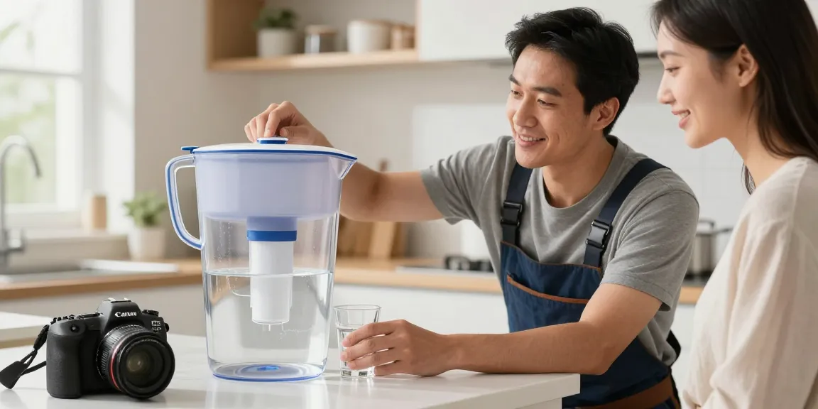 Waterdrop TDS Reduction Water Filter Pitcher with 1 Filter installed by a trusted local professional in a bright kitchen.
