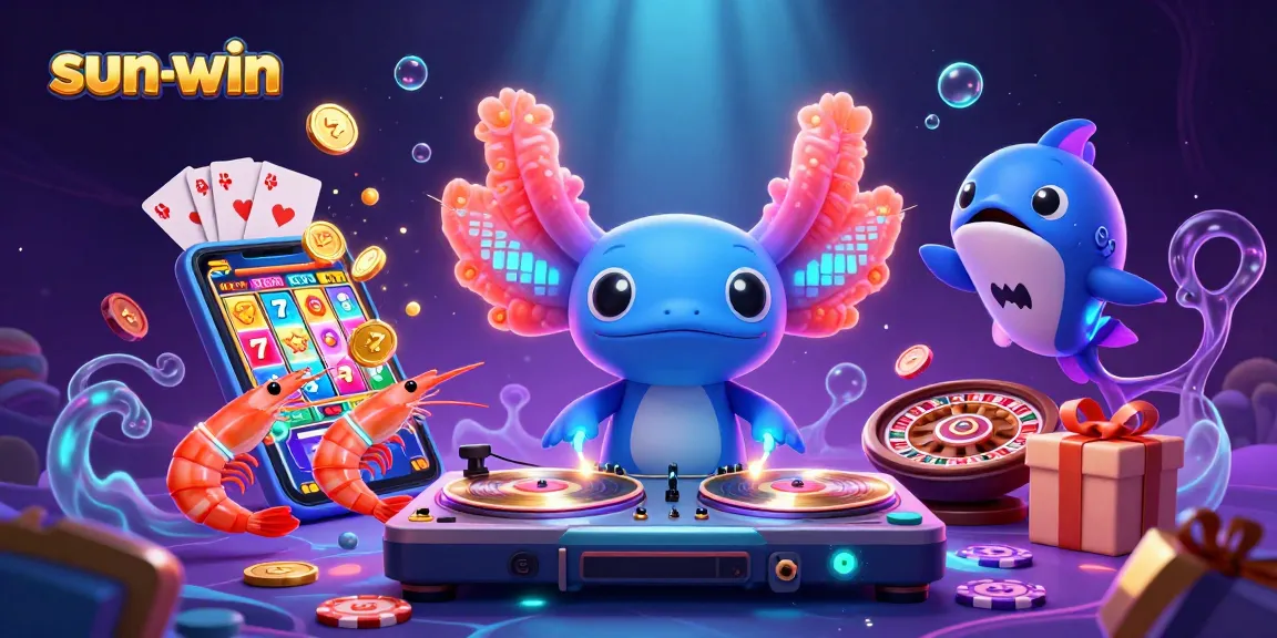 Experience the thrill at sun-win with a vibrant underwater casino scene featuring dynamic characters.