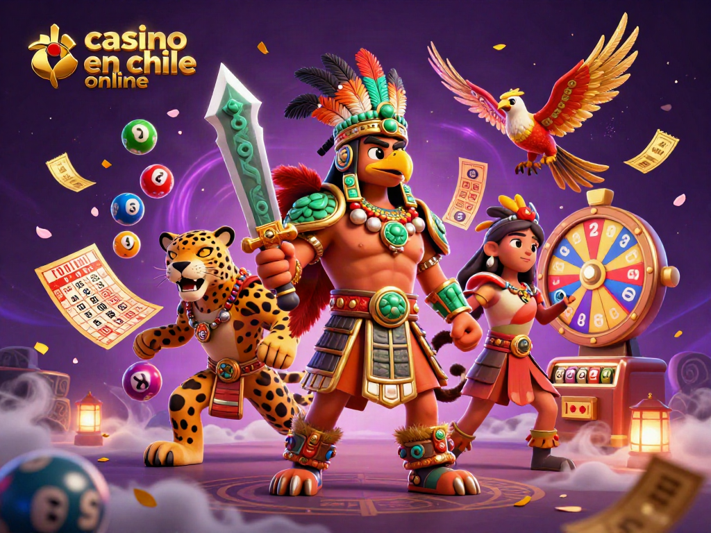Disfruta del casino en chile online con un guerrero azteca y elementos de juego vibrantes.