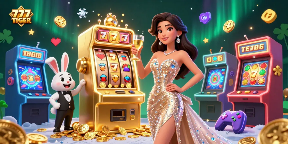 Experience exciting gaming action at 777TIGER with a stunning jackpot scene featuring vibrant 3D characters.