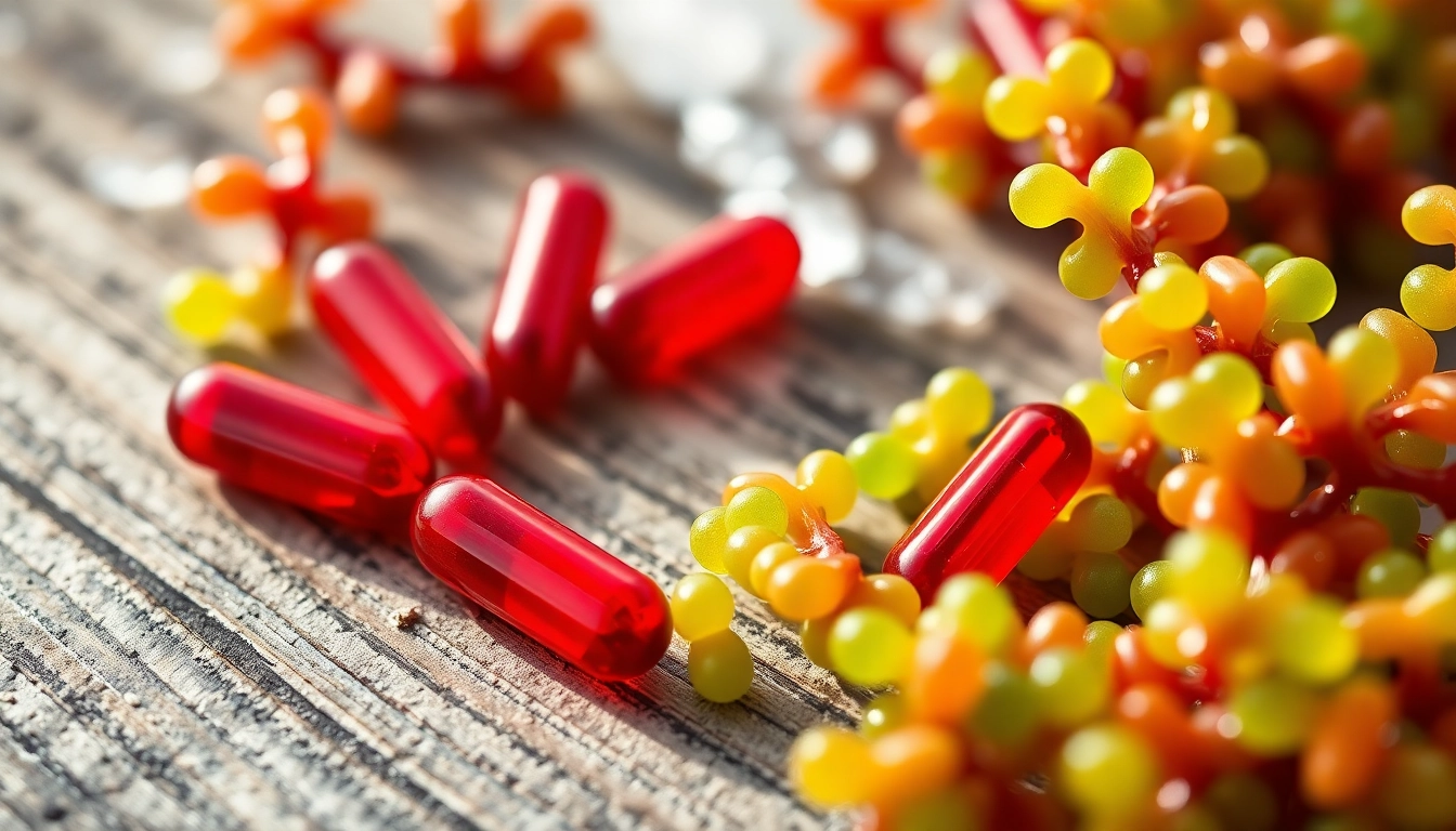 Highlighting the strongest antioxidant in nature, vibrant Astaxanthin capsules set amidst green algae.