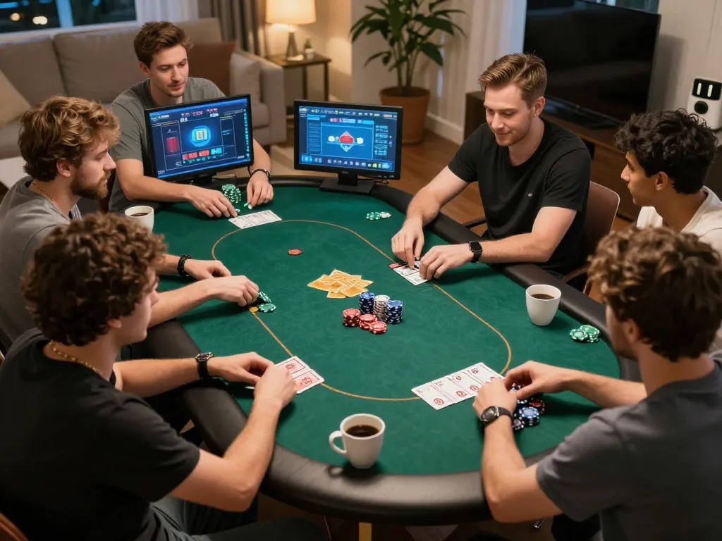 Players engage in strategic online poker at nhà cái vipwin, immersed in competitive gameplay and friendly atmosphere.