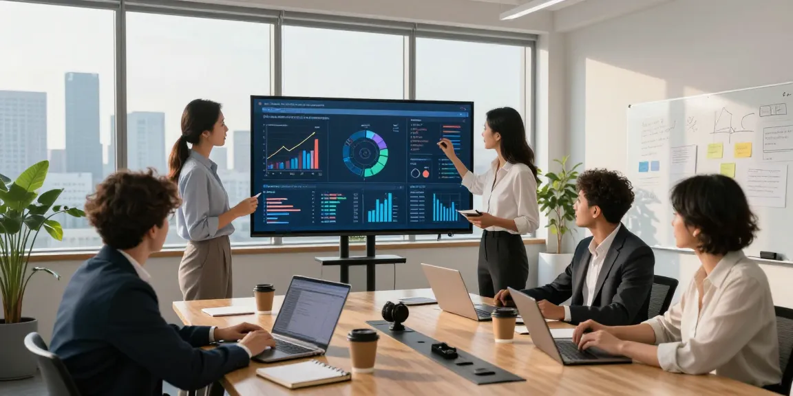 Business team analyzing financial crime intelligence data in a modern office setting