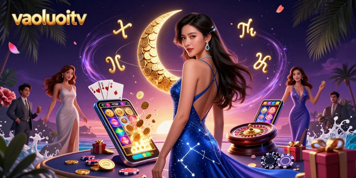 vaoluoitv showcases a compelling casino scene with elegant characters and vibrant gaming elements.
