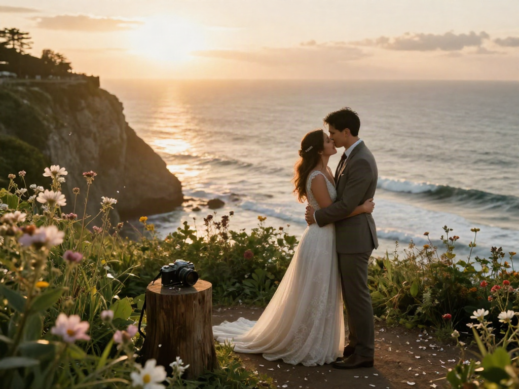 Capturing an intimate moment as a documentary wedding photographer in Dunedin during sunset.