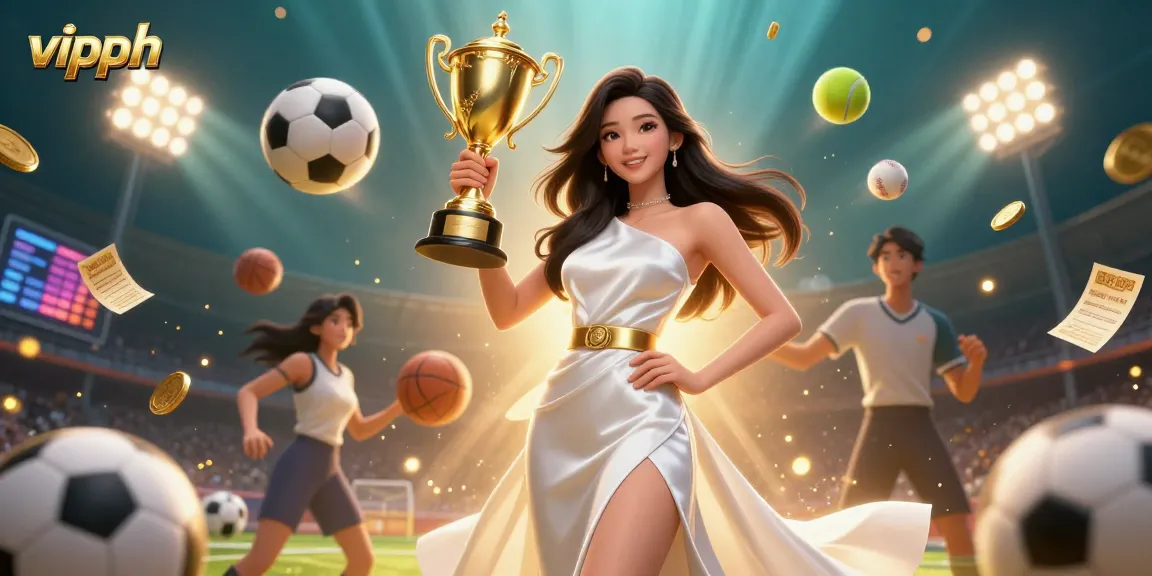 Secure wins with vipph through dynamic sports betting and casino gaming elements, showcasing a triumphant player.