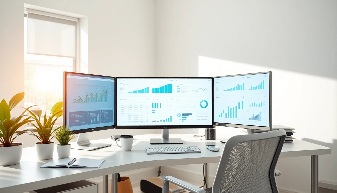 Visually representing https://alvionz.de/ with a professional digital workspace showcasing analytics processes.