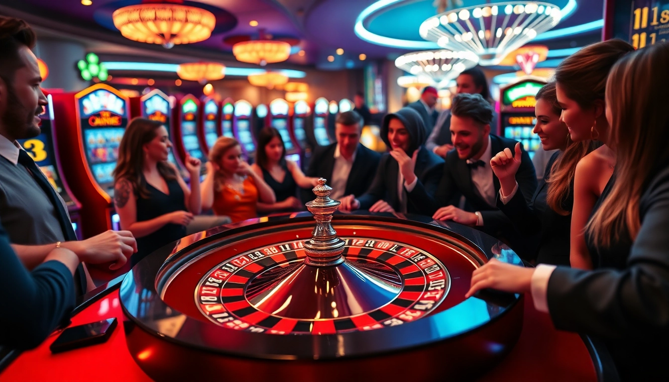 Experience the thrill of a vibrant Non gamstop casino Uk with a roulette table and enthusiastic players.