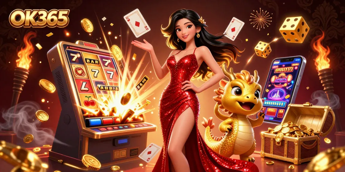 Engage in exciting games at OK365 with stunning visuals and vibrant casino elements.