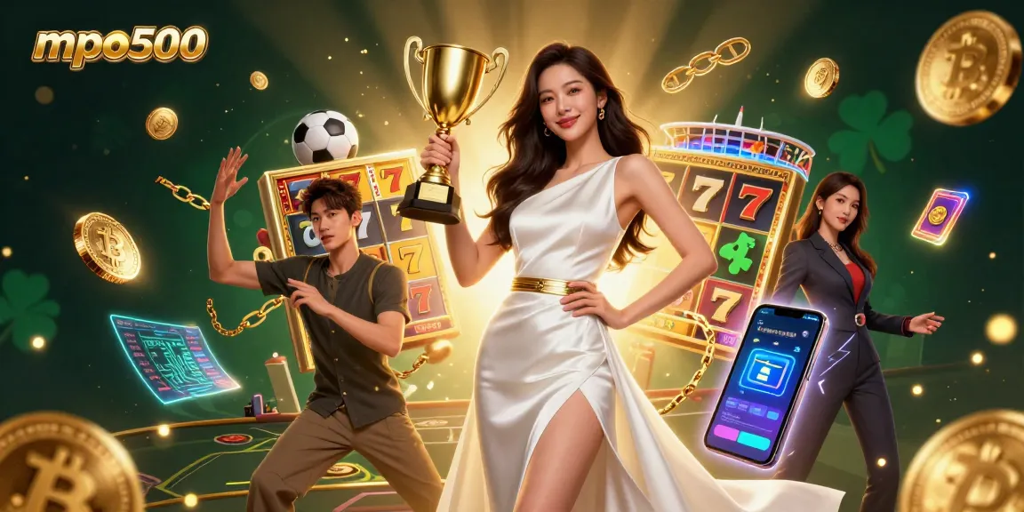 Experience winnings at mpo500 with an Asian woman celebrating success in an ultra-detailed casino scene.
