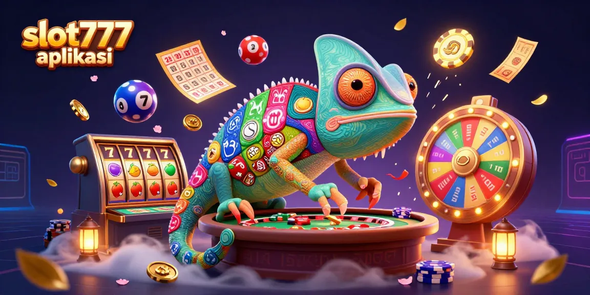 Experience the excitement of slot777 aplikasi with vibrant elements like slot reels and lottery balls