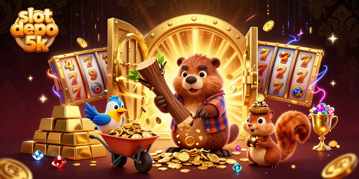 Engage with slot depo 5k in a vibrant 3D casino scene featuring joyful characters.