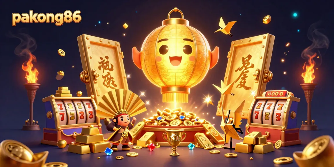 Experience pakong86's vibrant 3D casino scene with golden treasures and lucky symbols, showcasing casino excitement!