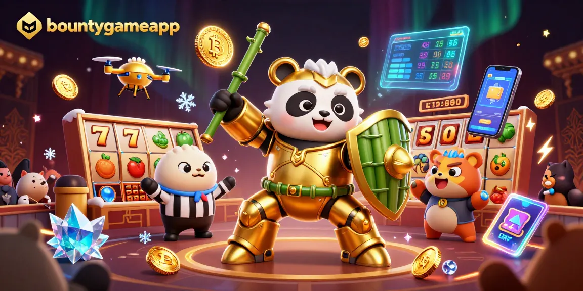 Bermain slot di bountygameapp dengan simbol keberuntungan dan hadiah besar dalam ilustrasi 3D yang menarik