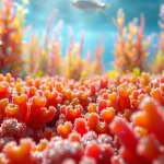 Highlighting the strongest antioxidant in nature, this image showcases astaxanthin-rich algae underwater.